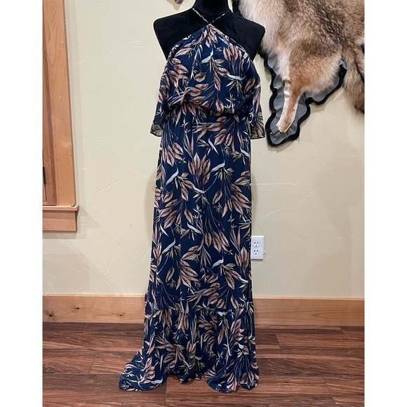 Lulus Trip to‎ Paradise Navy Blue Floral Print Maxi Dress - Picture 1 of 6
